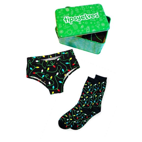 Tipsy Elves Womens Christmas Lights Underwear Socks Gift Set XS Holiday NEW - Picture 1 of 4